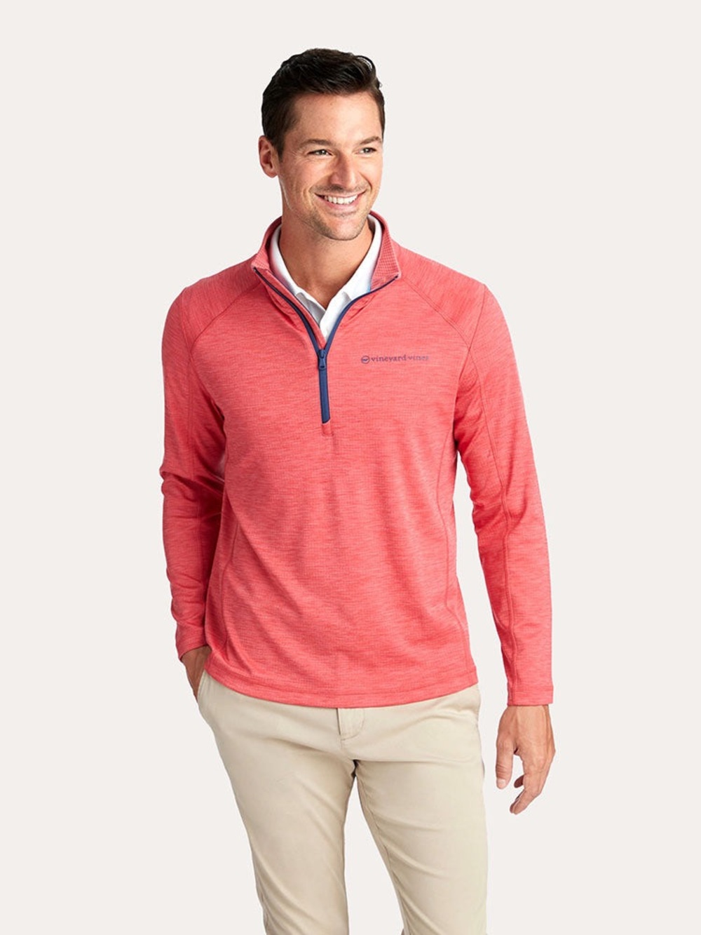 Vineyard Vines Men's Red Quarter-Zip Performance Jacket
